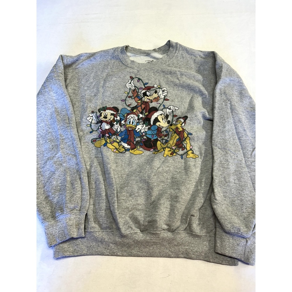 Christmas Disney Sweatshirt Gray Size Med